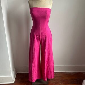 Free People Vibrant Pink Strapless Jumpsuit